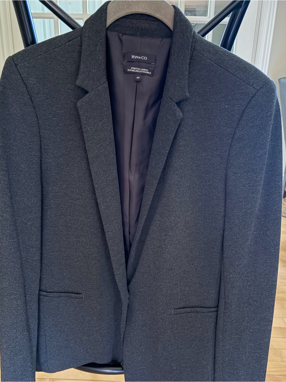 RW&CO. Women’s Dark Charcoal Blazer - Tailored Single-Breasted Jacket